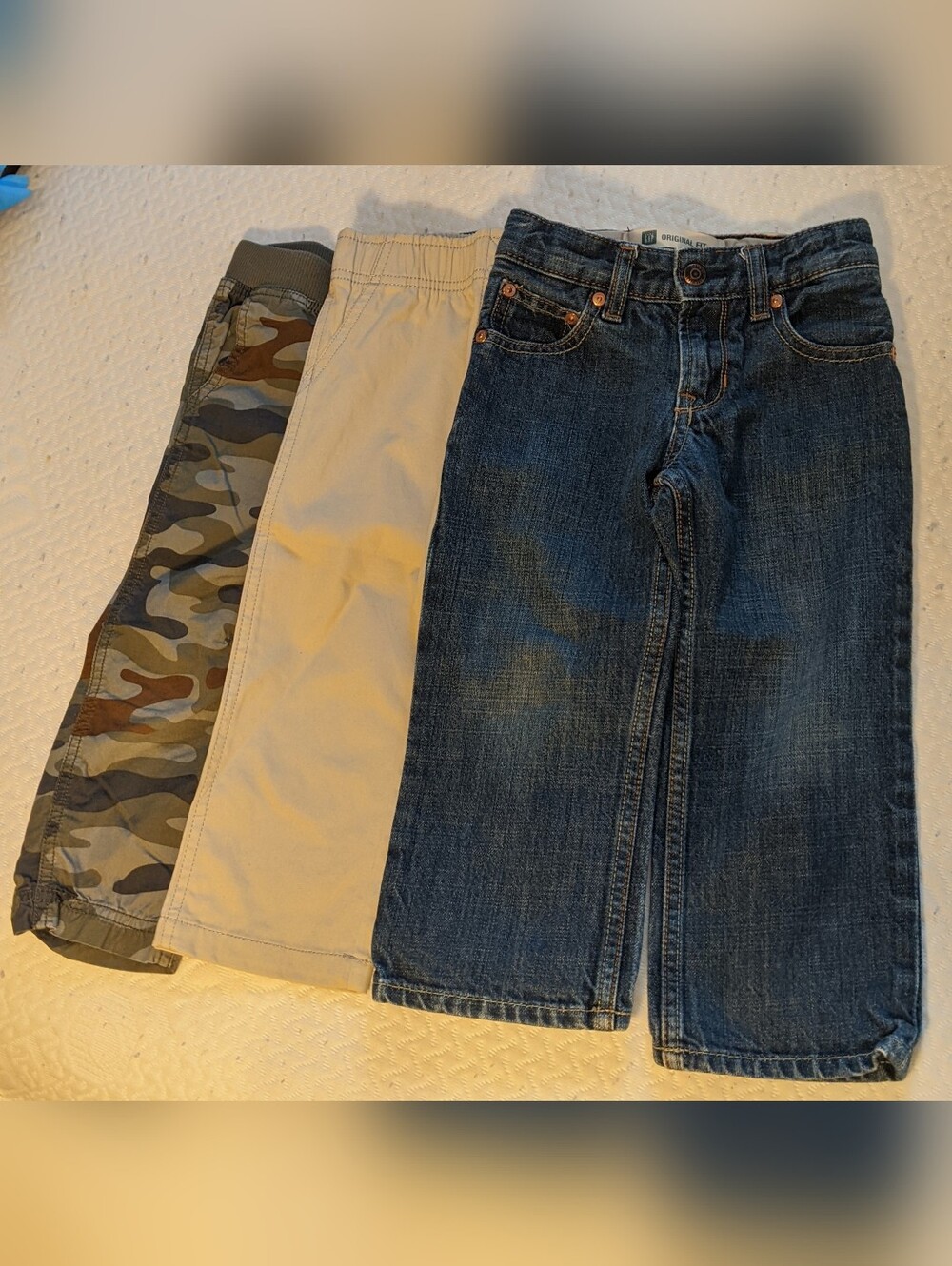 Lot of Three Toddler Pants Size 3T: Gap Jeans, Carter's Camo, and Cookies Khakis